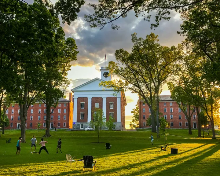 Students Enjoying A Sunny Day Outside Amherst College