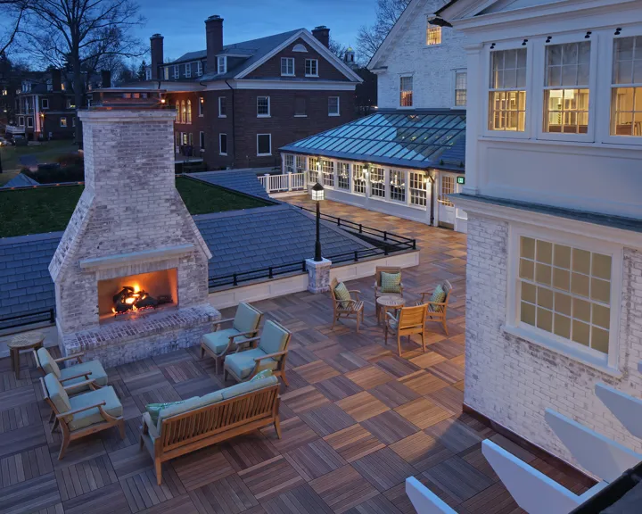 Lord Jeffery Inn Outdoor Fireplace Aerial View